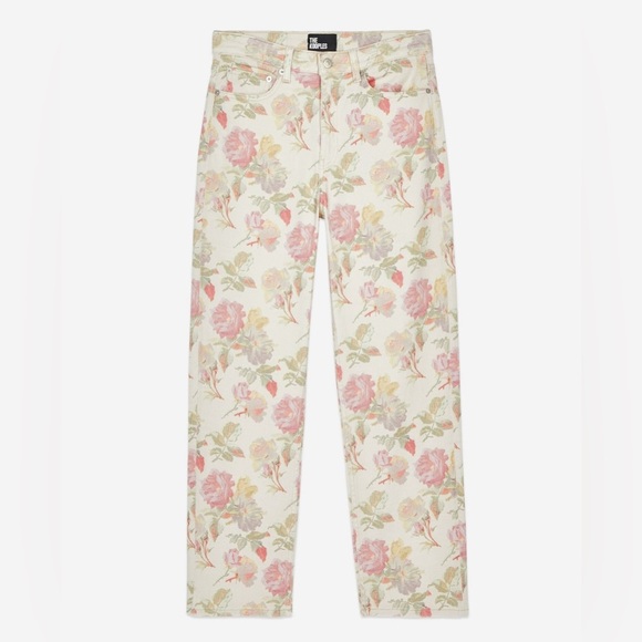 THE KOOPLES PRINTED BOYFRIEND JEANS Color is Ecru Size 42 FR/ 10 US NWT - Picture 5 of 15